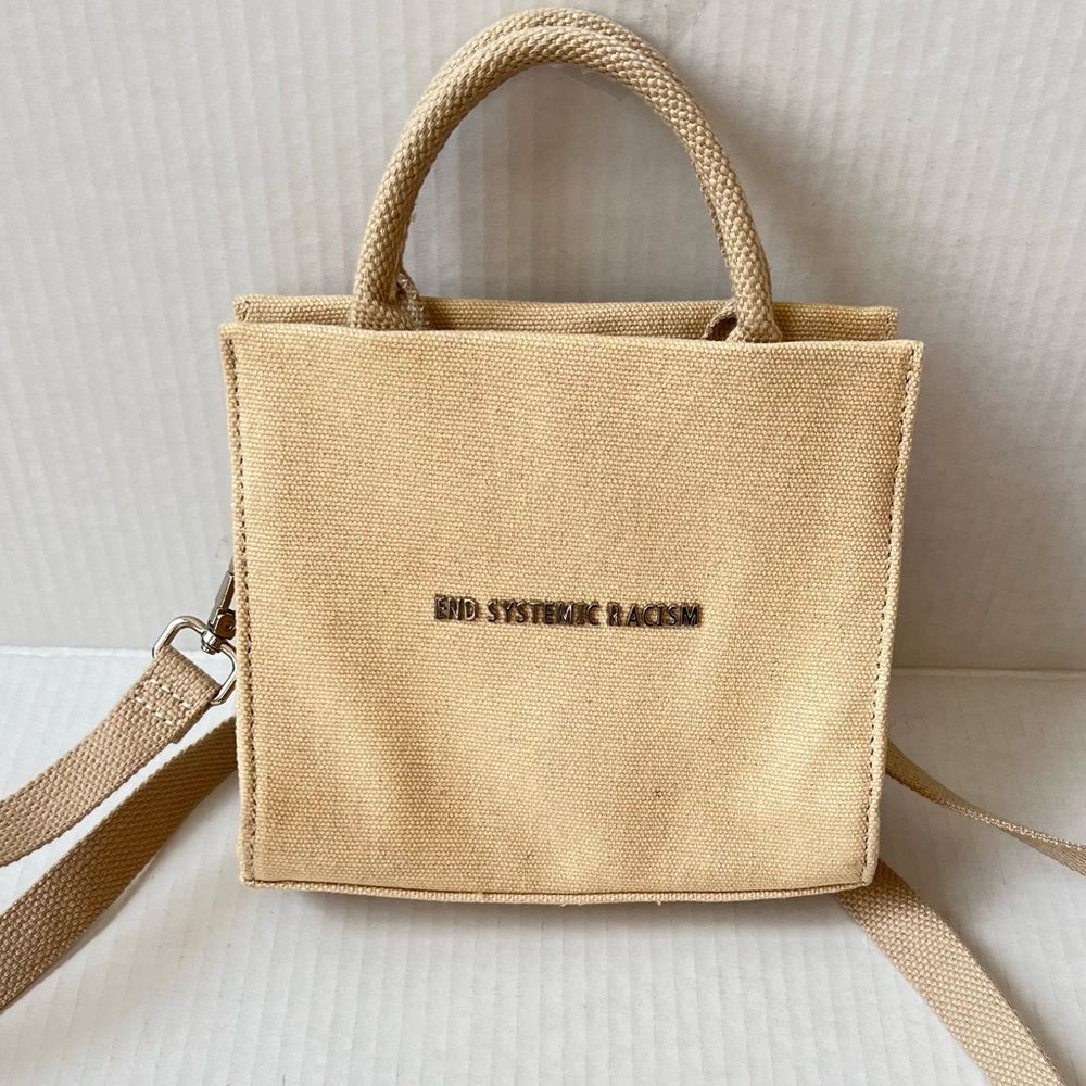 Brandon Blackwood End Systemic Racism Canvas Mini Tote Bag 7" X 6" With Shoulder